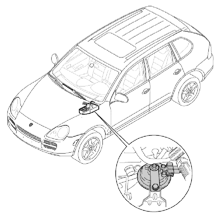 Location of Alarm Siren 9PA, 9PA1 (Cayenne, Cayenne S, Cayenne Turbo